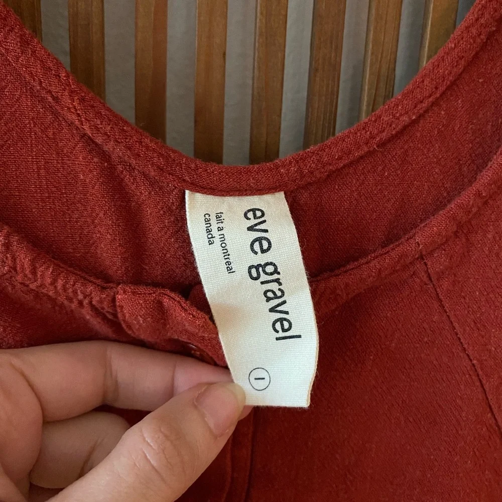 Eve Gravel Linen Shorts Romper in Clay - Picture 8 of 14